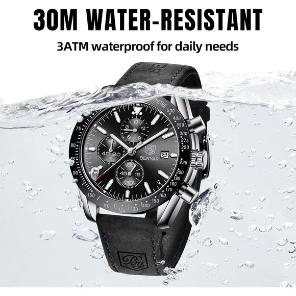 ⚡Watches for Men Analog Quartz Chronograph 30M Waterproof Elegant gift Casual - Picture 6 of 8